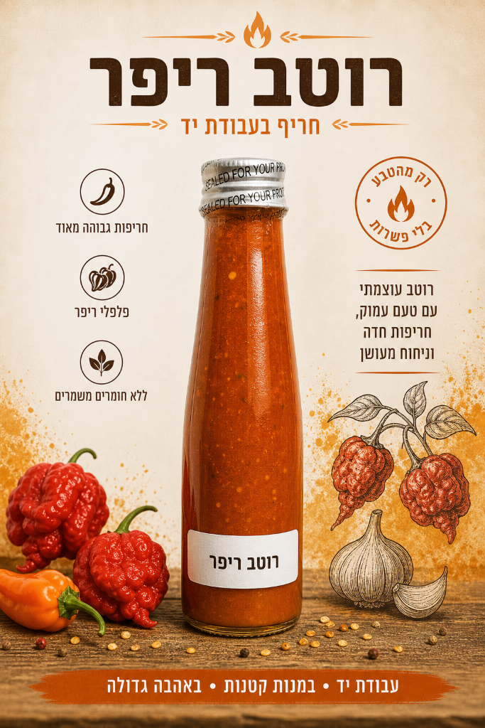 רוטב ריפר בבקבוק עם מדבקה לבנה פשוטה